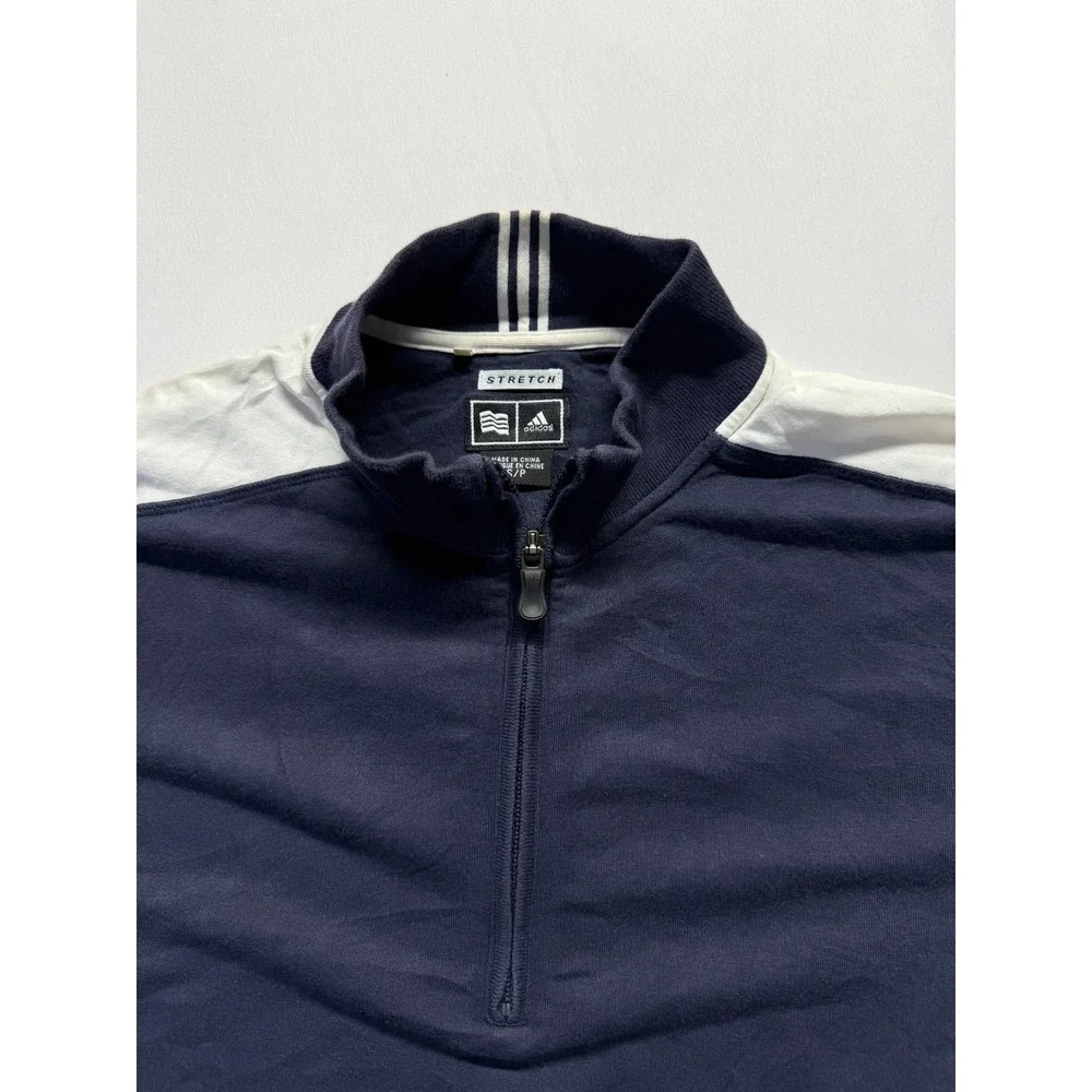 Adidas Golf Shirt Mens Small Navy Blue White Stretch Logo Quarter Zip Athletic‎